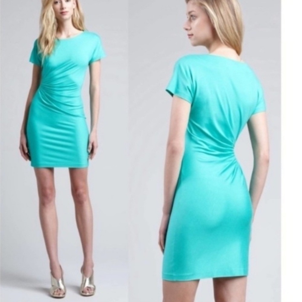 Diane von‎ Furstenberg Melek Ruched Sheath Dress Turquoise Blue Size Medium